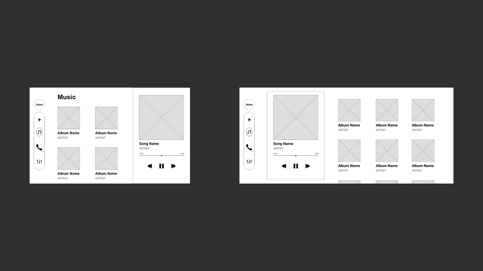 Round 1 wireframes
