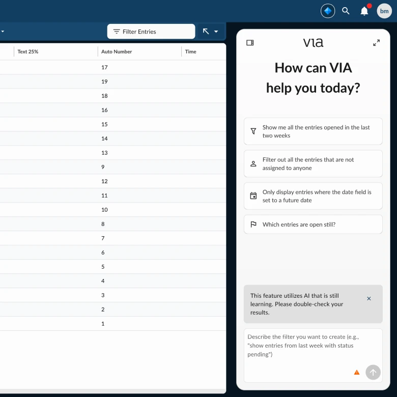 Final shipped Veoci chatbot UI